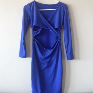 Criss cross bodycon blue dress
